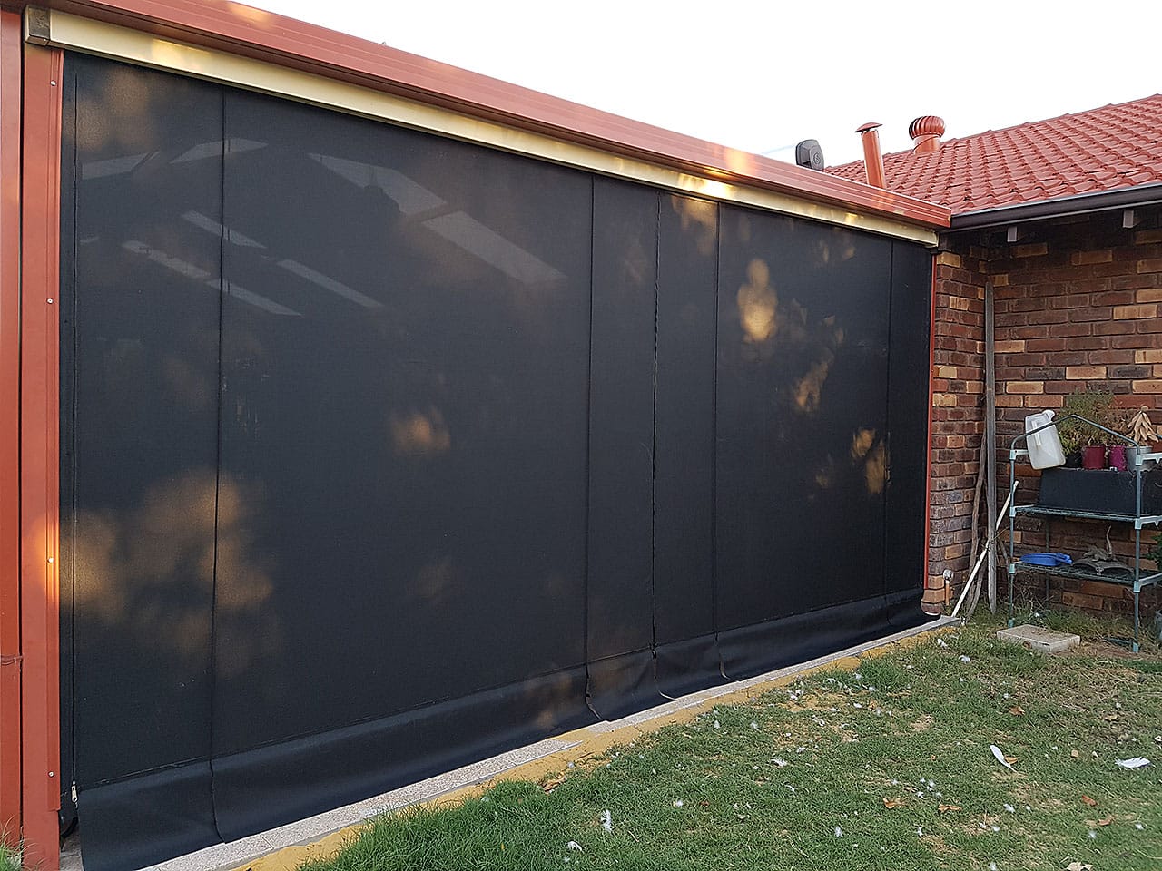 Mesh Rope and Pulley Patio Blind